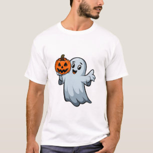 Camiseta Fantasma Amigável com Lanterna de Pumpkin