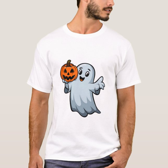 Camiseta Fantasma Amigável com Lanterna de Pumpkin (Frente)