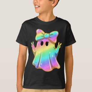Camiseta Fantasma Arco-Íris Fofo Paz Divertido Halloween Cr