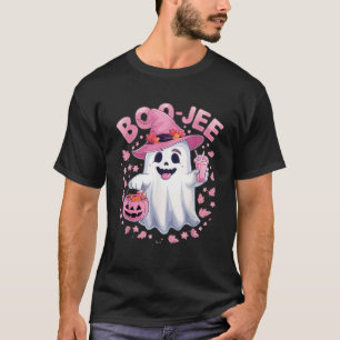 Camiseta Fantasma Assustador Abóbora Cor-de-Rosa Halloween