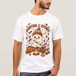 Camiseta Fantasma Assustador da Fogueira – Halloween Aconch
