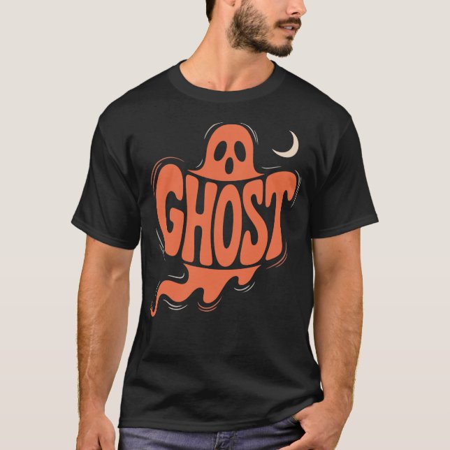 Camiseta Fantasma Assustador Feliz Feriado de Halloween (Frente)