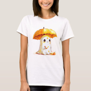 Camiseta Fantasma Bonita com Camisa-T de Halloween de Abóbo