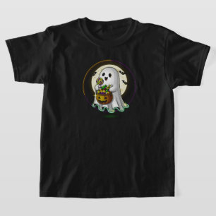 Camiseta Fantasma Bonita com Doces e Morcegos APENAS PRET