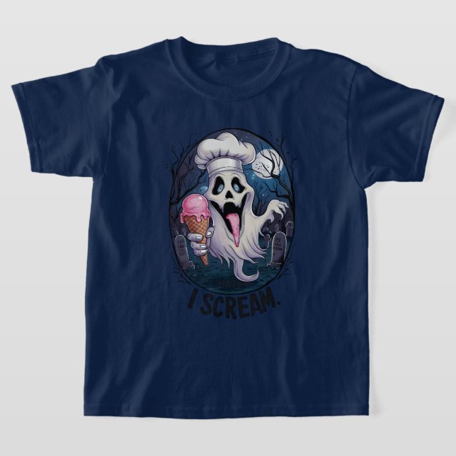 Camiseta Fantasma Bonita com o Halloween do Sorvete (Postura )