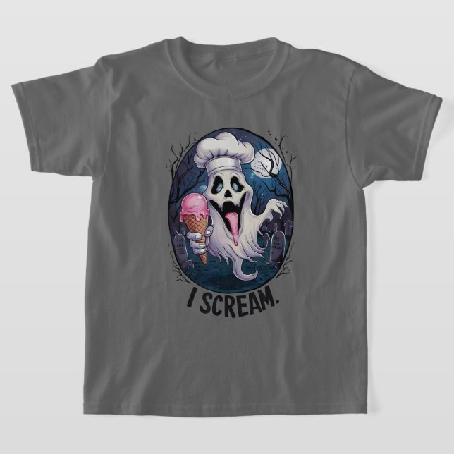 Camiseta Fantasma Bonita com o Halloween do Sorvete (Postura )