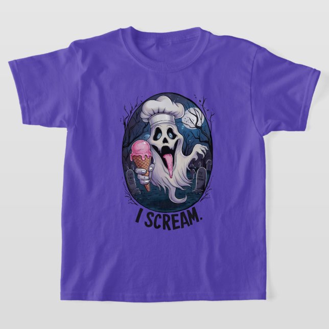 Camiseta Fantasma Bonita com o Halloween do Sorvete (Postura )