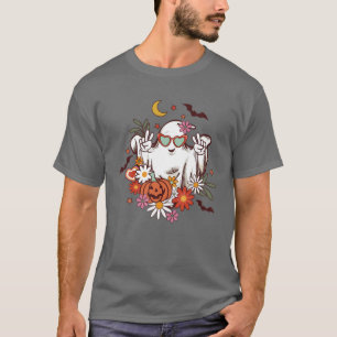 Camiseta Fantasma Bonita de Halloween Groovy Vintage Fantas
