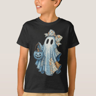 Camiseta Fantasma Bonita Denim Com Aesthet De Halloween De 