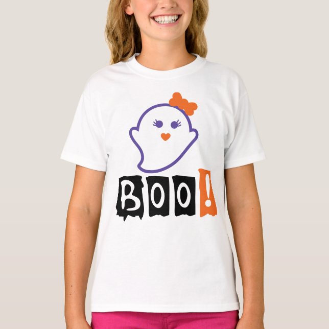 Camiseta Fantasma Bonita, Dia das Bruxas Divertidas (Frente)