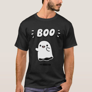 Camiseta Fantasma Bonita Dizendo Boo Ghost Girl Engraçado H