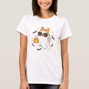 Camiseta Fantasma Bonita do Halloween com Abóbora