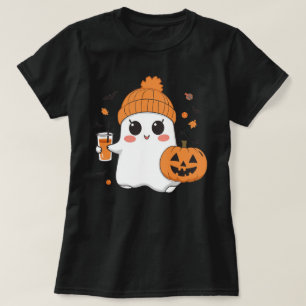 Camiseta Fantasma Bonita do Halloween com Pumpkin e Bats
