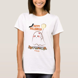 Camiseta Fantasma Bonita do Halloween Segurando Nome da Gar