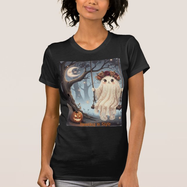 Camiseta Fantasma Bonita na Assombração do Dia das Bruxas e (Frente)