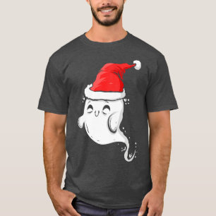 Camiseta Fantasma Bonita Vestindo Papai Noel no Dia de Nata