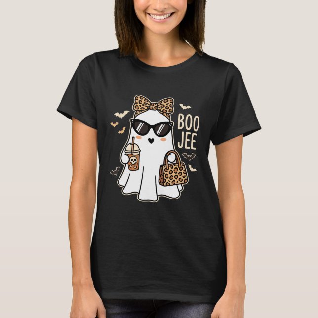 Camiseta Fantasma Bonito Boo Jee Design de Leopardo de Hall (Frente)