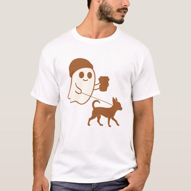 Camiseta Fantasma Bonito Caminhando Chihuahua (Frente)