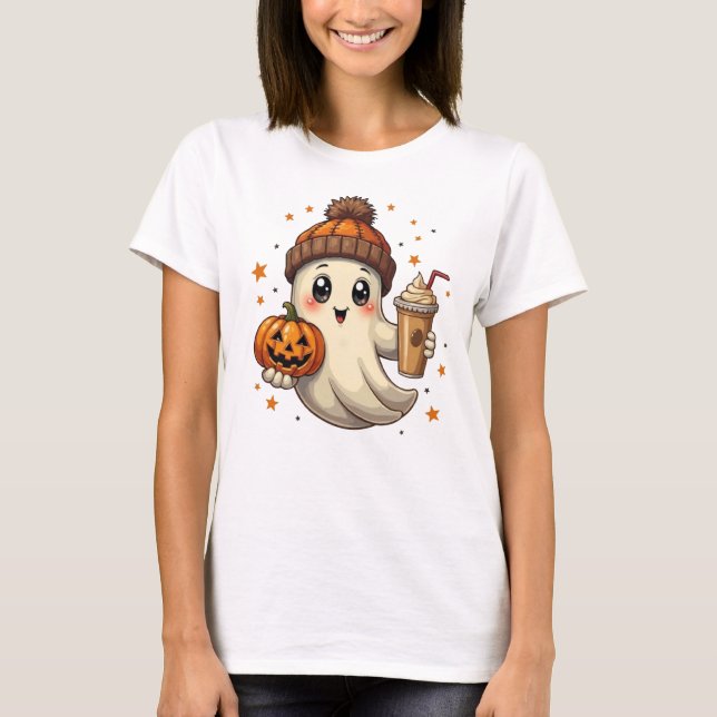 Camiseta Fantasma Bonito com Camisa-T de Halloween de Bompk (Frente)