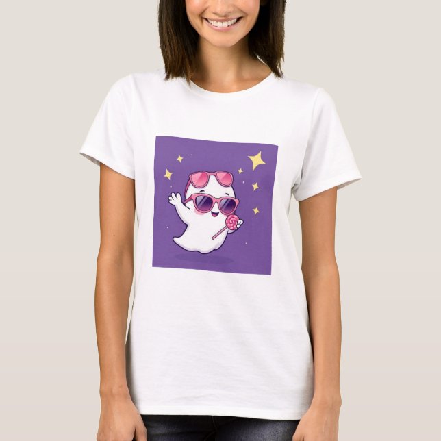 Camiseta Fantasma Bonito com Lollipop (Frente)