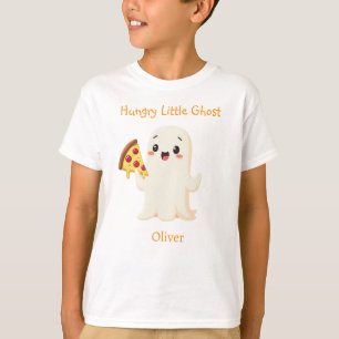 Camiseta Fantasma Bonito com Pizza.Dia de as Bruxas engraça
