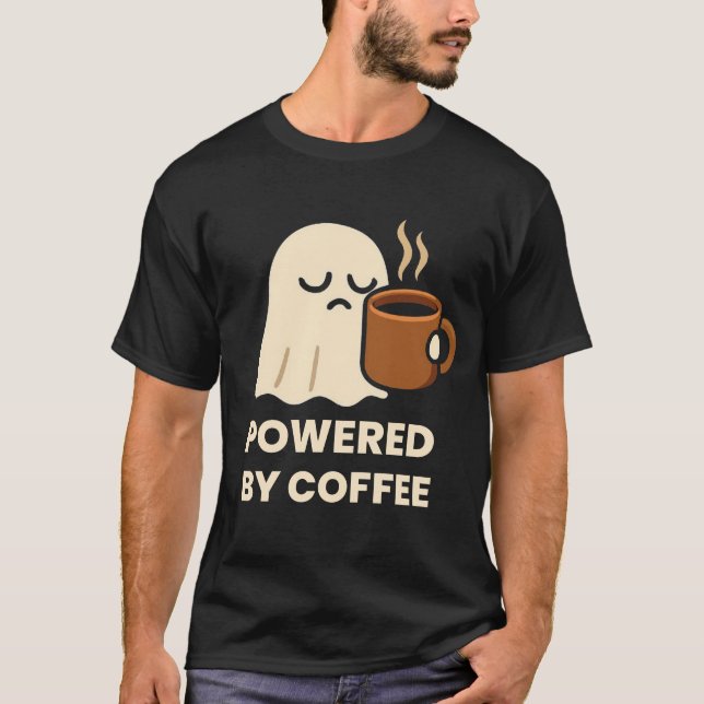 Camiseta Fantasma Bonito com Sono com Café (Frente)