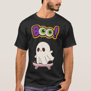 Camiseta Fantasma Bonito e Divertido Andando de Skate para
