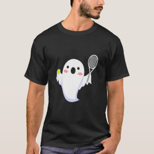 Camiseta Fantasma Bonito Jogando Tênis Halloween Tênis Ghos