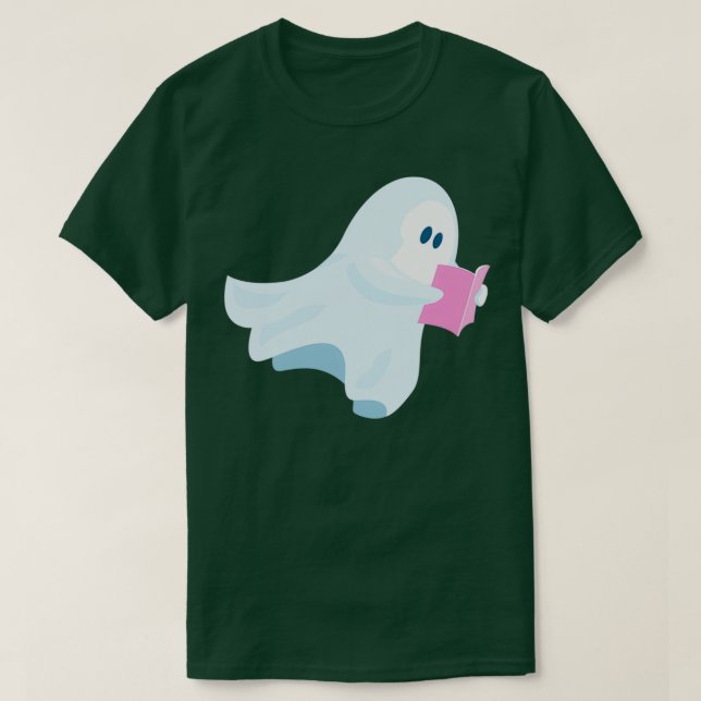 Camiseta Fantasma bonito lendo um livro (Frente do Design)