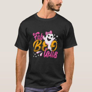 Camiseta Fantasma Boo Bonito Halloween Fab Boo Lous Rosa Bo