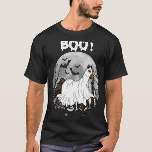 Camiseta Fantasma Boo Cavalo Equestre Fantasia de Halloween
