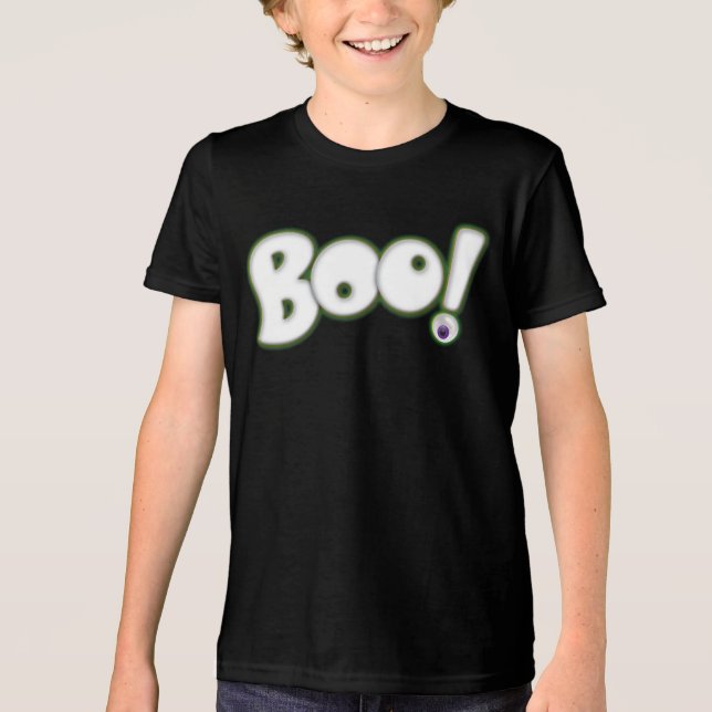 Camiseta fantasma "Boo" do Halloween com olho de s (Frente)