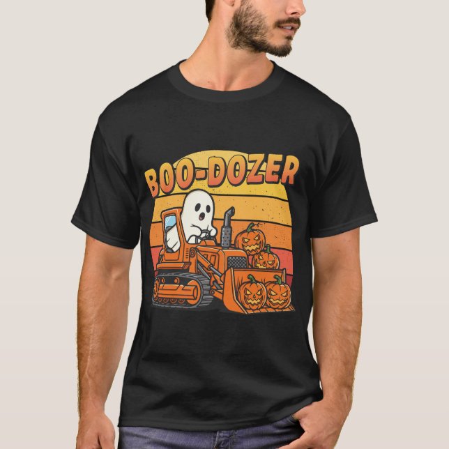 Camiseta Fantasma Boo Dozer Divertido Halloween (Frente)