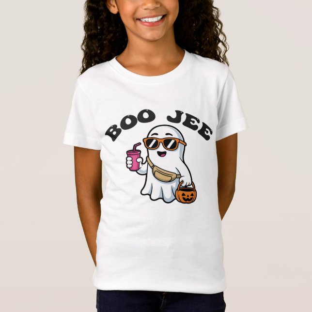 Camiseta Fantasma BOO-JEE – Design Engraçado de Halloween B (Frente)