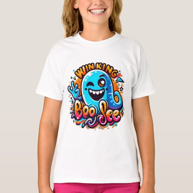 Camiseta Fantasma Boo Jee piscando (Frente)