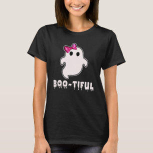 Camiseta Fantasma Branco Bonito E Canto Com Arco Rosa
