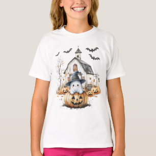 Camiseta Fantasma Branco e Laranja, de outono