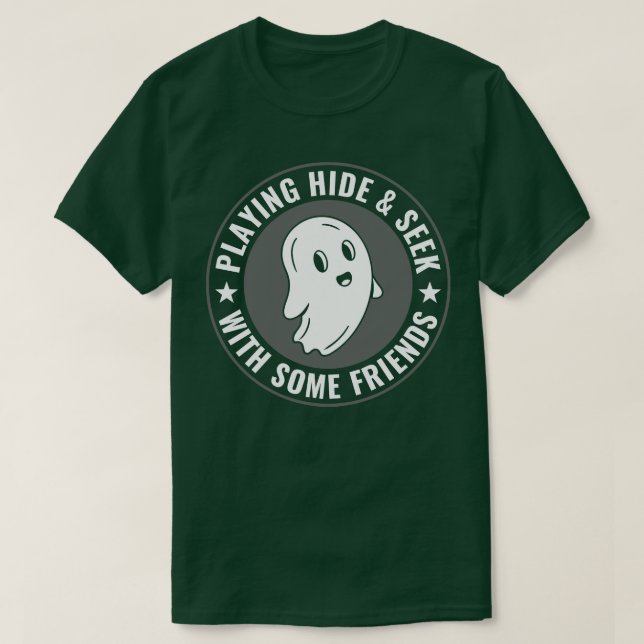 Camiseta Fantasma Caçando Investigações Engraçadas Escondam (Frente do Design)