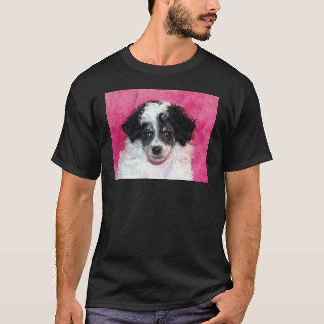 Camiseta Fantasma/cara do filhote de cachorro caniche de (Frente)