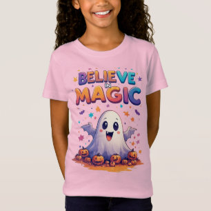 Camiseta Fantasma Colorido Com Abóboras Celebra Magia