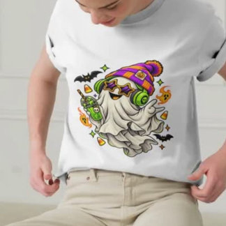 Camiseta Fantasma Colorido Fofo