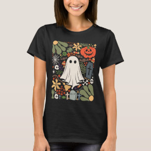 Camiseta Fantasma Com Flores, Fantasma Da Pumpkin Floral De