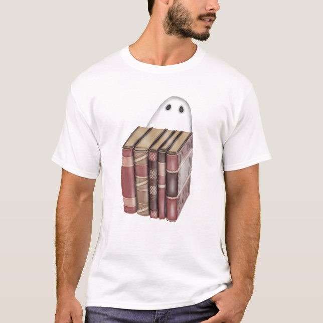 Camiseta Fantasma com T-Shirt de Livros (Frente)