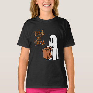 Camiseta Fantasma com Trick ou Tratar Bag
