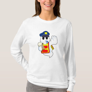 Camiseta Fantasma como agente policial com assobio