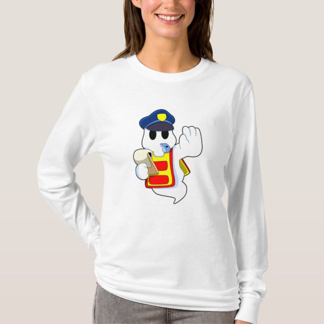 Camiseta Fantasma como agente policial com assobio (Frente)