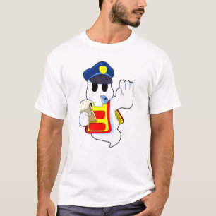 Camiseta Fantasma como agente policial com assobio