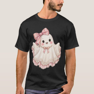 Camiseta Fantasma Coquete com Laço Rosa, Halloween Pastel F