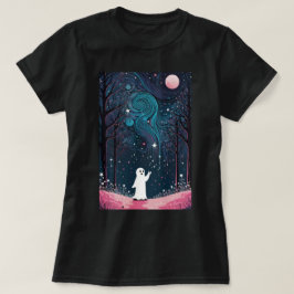 Camiseta Fantasma Cósmico Cheio em Floresta Estrelada