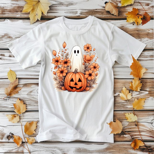 Camiseta Fantasma da Bomba de Halloween Floral (Criador carregado)